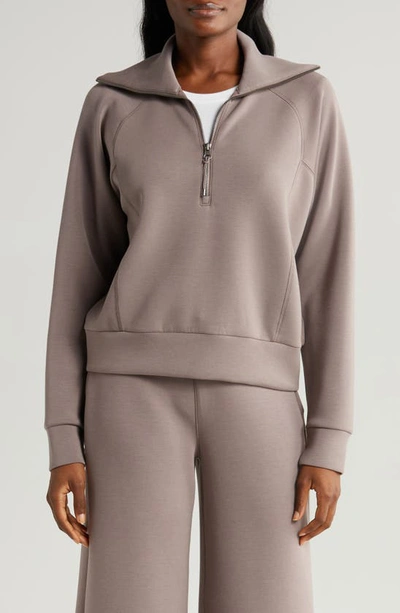 Shop Spanx Airessentials Half Zip Sweatshirt In Smoke