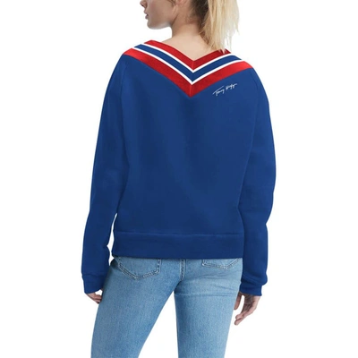 Shop Tommy Hilfiger Royal New York Giants Heidi V-neck Pullover Sweatshirt