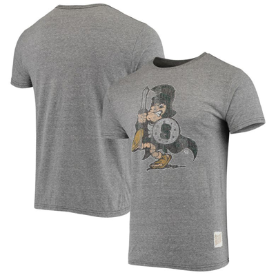Shop Retro Brand Original  Heathered Gray Michigan State Spartans Vintage Logo Tri-blend T-shirt In Heather Gray