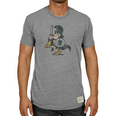 Shop Retro Brand Original  Heathered Gray Michigan State Spartans Vintage Logo Tri-blend T-shirt In Heather Gray
