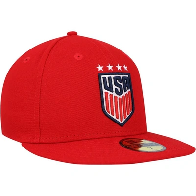 Shop New Era Red Uswnt Team Basic 59fifty Fitted Hat