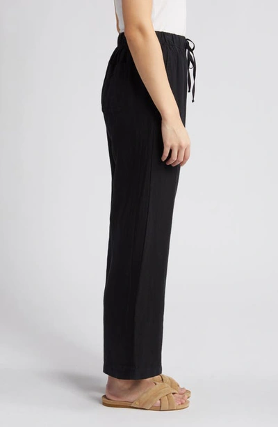 Caslon Drawstring Wide Leg Linen Pants In Black