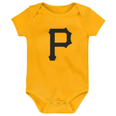 Shop Outerstuff Infant Gold/white/heather Gray Pittsburgh Pirates Biggest Little Fan 3-pack Bodysuit Set