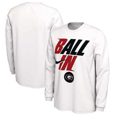 Shop Nike White Georgia Bulldogs Ball In Bench Long Sleeve T-shirt