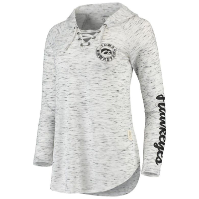 Shop Pressbox Gray Iowa Hawkeyes Space Dye Lace-up V-neck Long Sleeve T-shirt