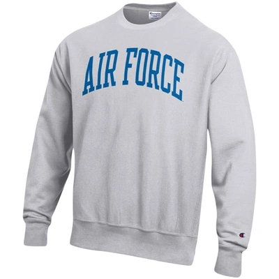 Shop Champion Heathered Gray Air Force Falcons Arch Reverse Weave Pullover Sweatshirt In Heather Gray