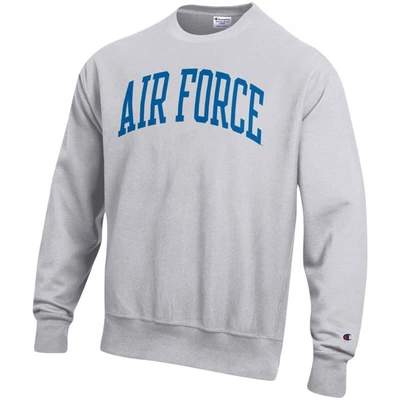 Champion Heathered Gray Air Force Falcons Arch Reverse Weave Pullover Sweatshirt In Heather Gray
