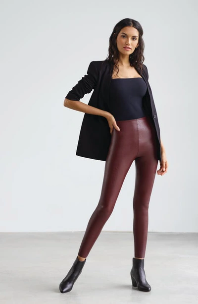 Shop Commando Control Top Faux Leather Leggings In Oxblood