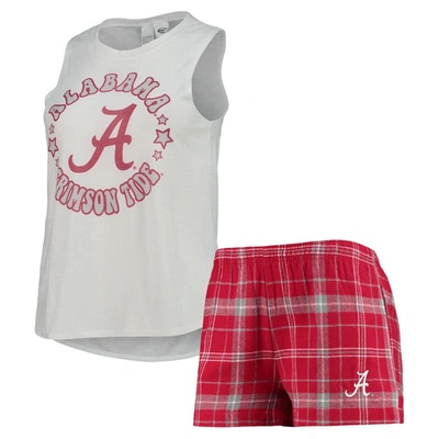 Shop Concepts Sport Crimson/white Alabama Crimson Tide Ultimate Flannel Tank Top & Shorts Sleep Set