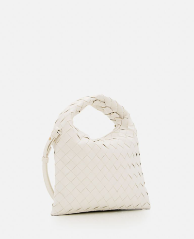 Shop Bottega Veneta Mini Hop Hobo Leather Shoulder Bag In White