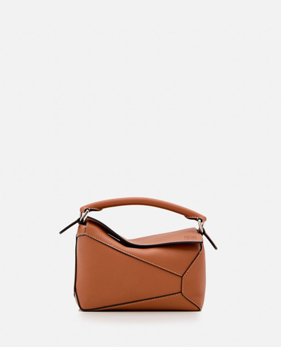 Shop Loewe Mini Puzzle Edge Leather Shoulder Bag In Brown