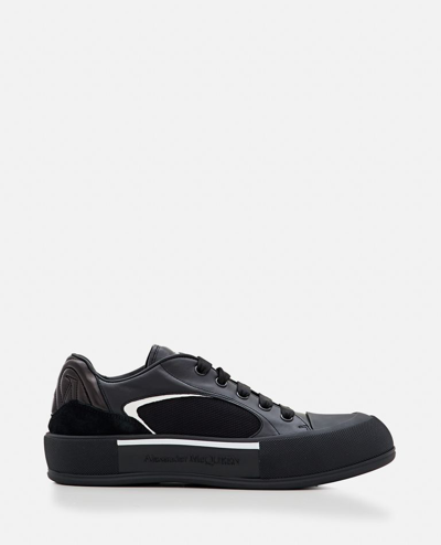 Shop Alexander Mcqueen Fabric Sneakers In Black