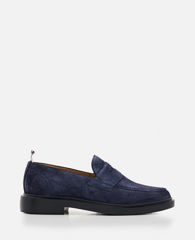 Shop Thom Browne Leather Classic Penny Loafer In Blue