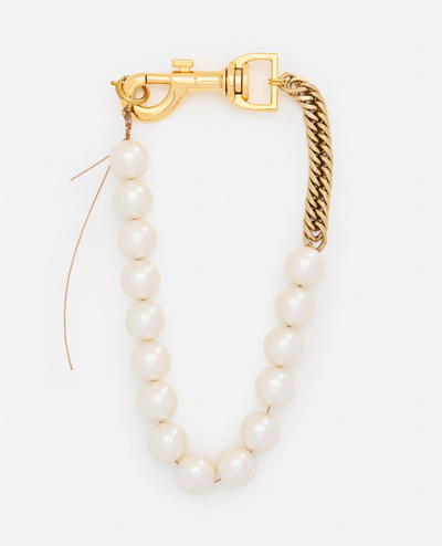 Shop Sacai Pearl Chain Short Necklace In Gold