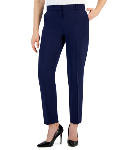 Shop Anne Klein Women's Grace Mid Rise Straight-leg Ankle Pants In Distant Mountain