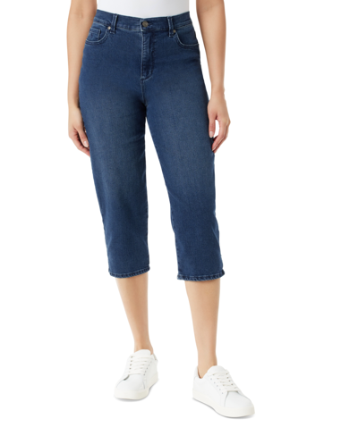 Shop Gloria Vanderbilt Women's Amanda High-rise Straight-leg Capri Jeans In Mannor Blue