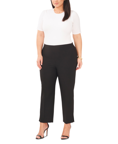 Shop Vince Camuto Plus Size Solid Flare-leg Cropped Pants In Rich Black