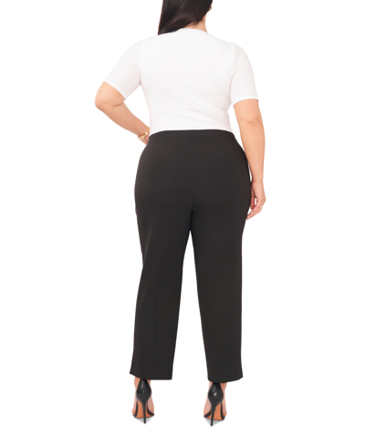 Shop Vince Camuto Plus Size Solid Flare-leg Cropped Pants In Rich Black