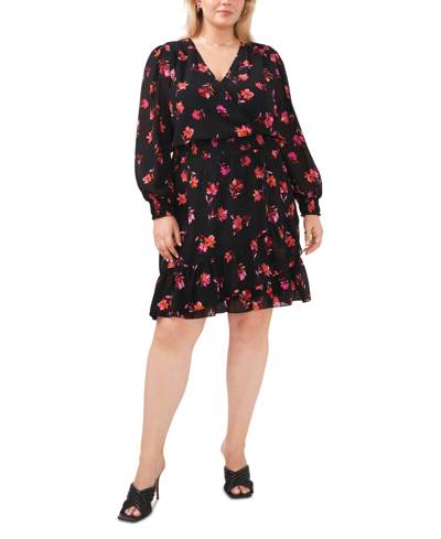 Shop Vince Camuto Plus Size Floral Print Smocked Waist Dress In Pomegranate Pink