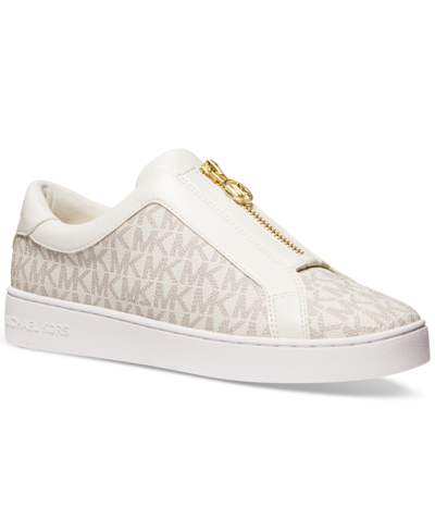 Shop Michael Kors Michael  Women's Keaton Zip Slip-on Sneakers In Vanilla