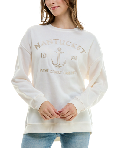 Shop Ultra Flirt Juniors' Embroidered Graphic Sweatshirt In White