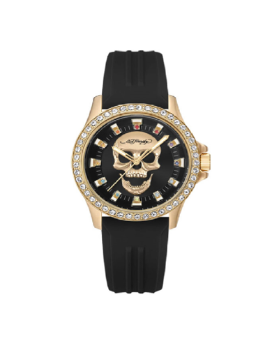 Ed Hardy Women's Quartz Matte Black Silicone Strap Analog Watch 38mm In Matte Black
