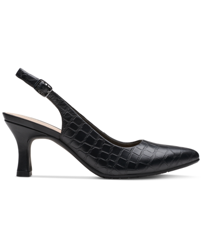 Shop Clarks Women's Kataleyna Step Pointed-toe Slingback Pumps In Black Croc