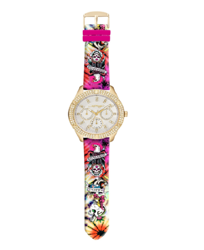 Ed Hardy Women's Quartz Matte Pink Silicone Strap Analog Watch 38mm In Matte Pink