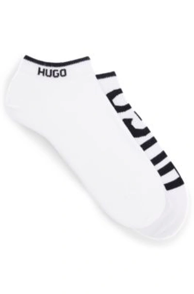 Shop Hugo Two-pack Of Ankle Socks With Logos In White