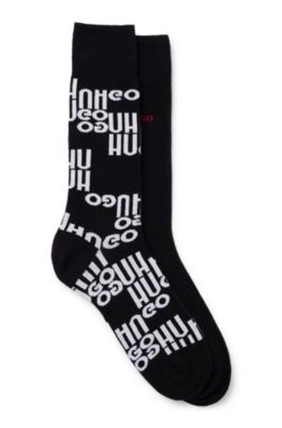 Hugo Boss Two-pack Of Socks In A Cotton Blend In Black