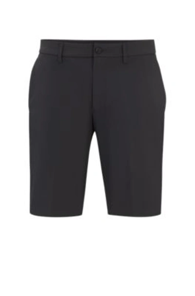 Shop Hugo Boss Slim-fit Shorts In Easy-iron Four-way Stretch Fabric In Dark Grey
