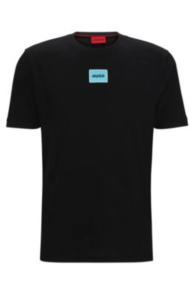 Shop Hugo Cotton-jersey T-shirt With Logo Label In Black