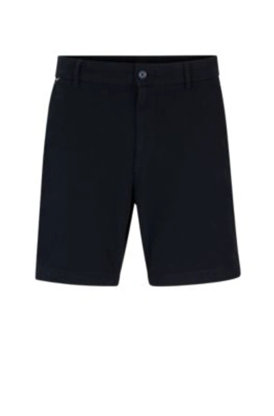 Shop Hugo Boss Regular-fit Regular-rise Shorts In Stretch Cotton In Dark Blue