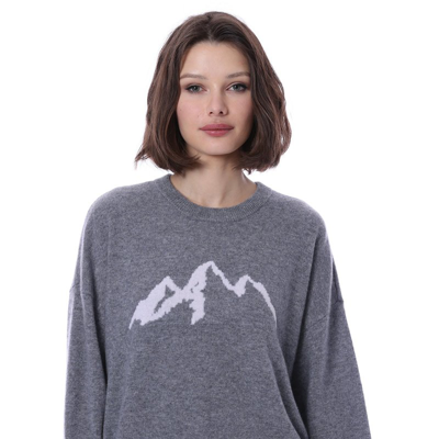 Shop Minnie Rose Cashmere Ski Mogul Crewneck Sweater In Grey