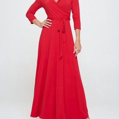 Shop West K Grace Faux-wrap Maxi Dress With Tie Waist In Red