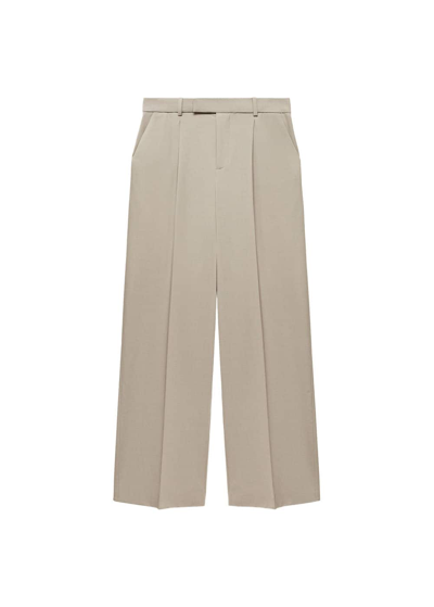 Shop Mango Wideleg Pleated Trousers Medium Brown