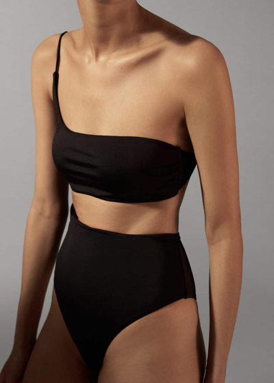Shop Mango Swimsuit With Asymmetrical Opening Black In Noir