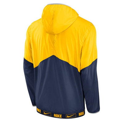 Shop Nike Gold/navy Milwaukee Brewers Overview Half-zip Hoodie Jacket