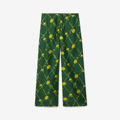 Shop Burberry Dandelion Silk Pyjama Trousers In Ivy