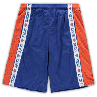 Shop Fanatics Branded Royal/orange New York Knicks Big & Tall Tape Mesh Shorts In Blue