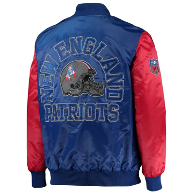 Starter Men's  Royal, Red New England Patriots Locker Room Throwback Satin Varsity Full-snap Jacket In Royal