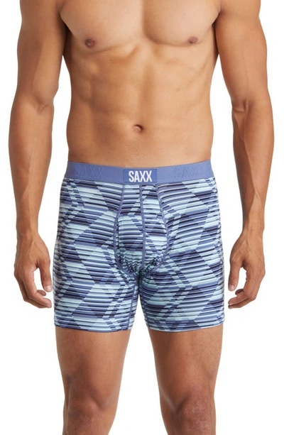 Shop Saxx Assorted 2-pack Ultra Supersoft Relaxed Fit Performance Boxer Briefs In Dazed Argyle/ Navy