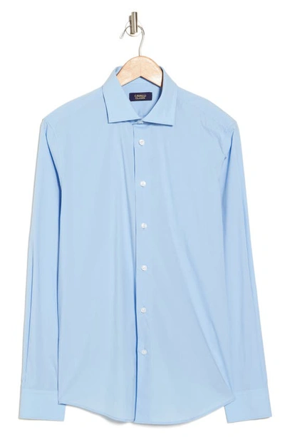 Shop Cavalli Class Comfort Fit Stretch Lycra® Cotton Dress Shirt In Light Blue