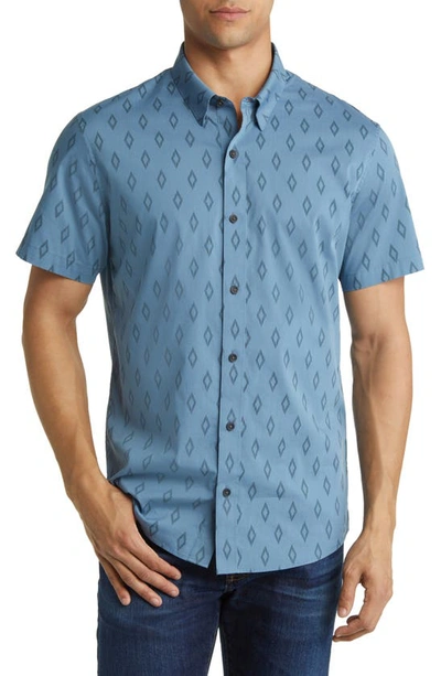 Travis Mathew Sidetracked Short Sleeve Button-down Shirt In Aegean
