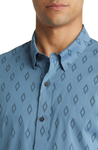 Travis Mathew Sidetracked Short Sleeve Button-down Shirt In Aegean