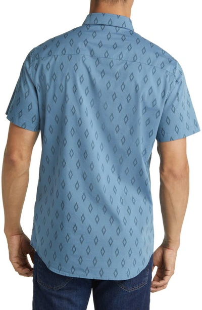 Travis Mathew Sidetracked Short Sleeve Button-down Shirt In Aegean