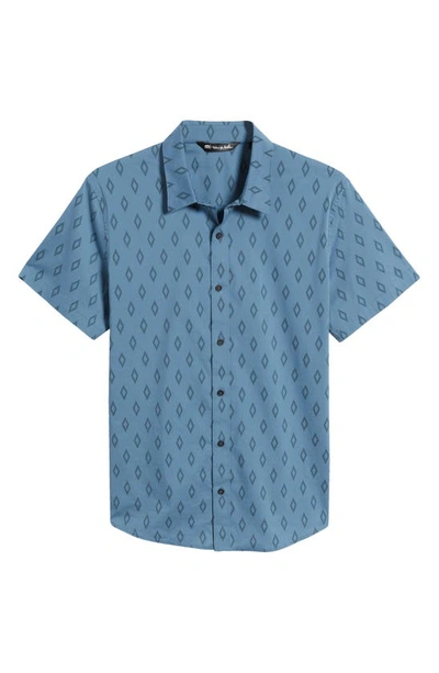Travis Mathew Sidetracked Short Sleeve Button-down Shirt In Aegean