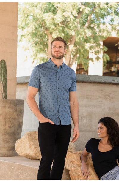 Travis Mathew Sidetracked Short Sleeve Button-down Shirt In Aegean