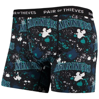 Shop Pair Of Thieves Black/aqua Seattle Mariners Super Fit 2-pack Boxer Briefs Set