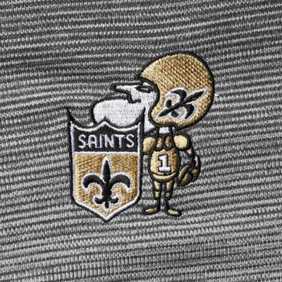 Shop Antigua Black/heathered Gray New Orleans Saints Throwback Cycle Quarter-zip Jacket